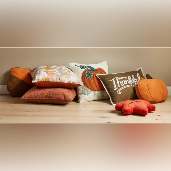 Ivory Pumpkin Knit Loop Throw Pillow Fall Autumn Home Decor Thanksgiving NWT - Picture 5 of 8